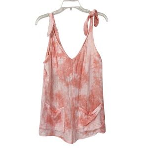 Show Me Your MuMu Romper 100% Cotton Gauze Pockets Pink Tie Dye Women’s Size XS